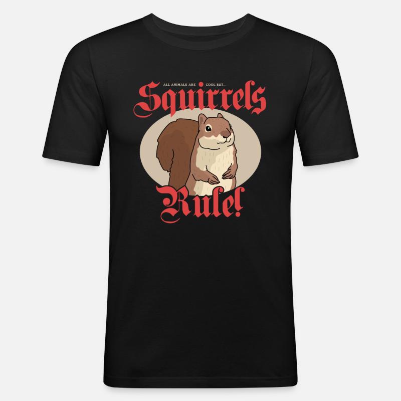 Süßes Eichhörnchen Grauhörnchen Hörnchen Geschenk - Männer Slim Fit T-Shirt - Schwarz