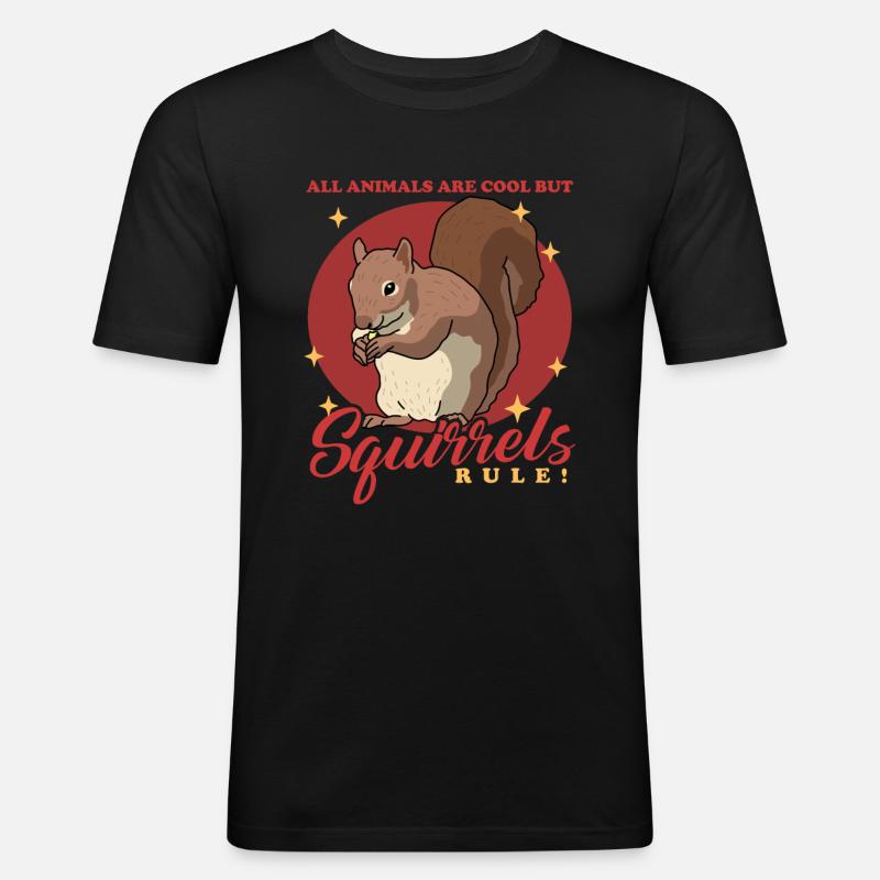 Süße Eichhörnchen Grauhörnchen Hörnchen Geschenk - Männer Slim Fit T-Shirt - Schwarz