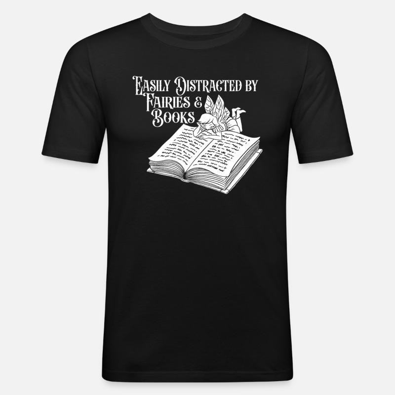 Buch Leseratte Bücherwurm Niedlich Buchfee - Männer Slim Fit T-Shirt - Schwarz