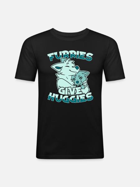 Furry Fandom Fursuits Hug - Men's Slim Fit T-Shirt - black