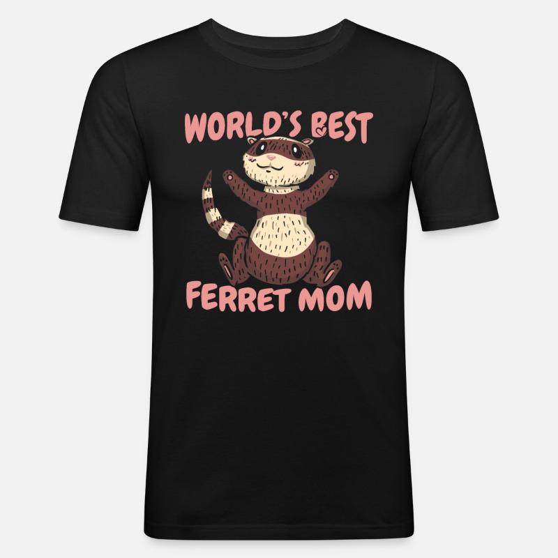 Frettchen Iltis Mutter - Männer Slim Fit T-Shirt - Schwarz