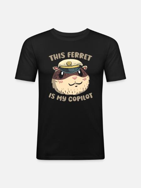 Ferret polecat co-pilot - Men's Slim Fit T-Shirt - black