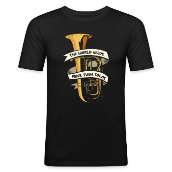 Tuba de procession de fanfare - T-shirt près du corps Homme - noir - Devant - Nik (191cm)