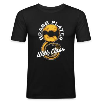 Tuba de procession de fanfare - T-shirt près du corps Homme - noir - Devant - Nik (191cm)