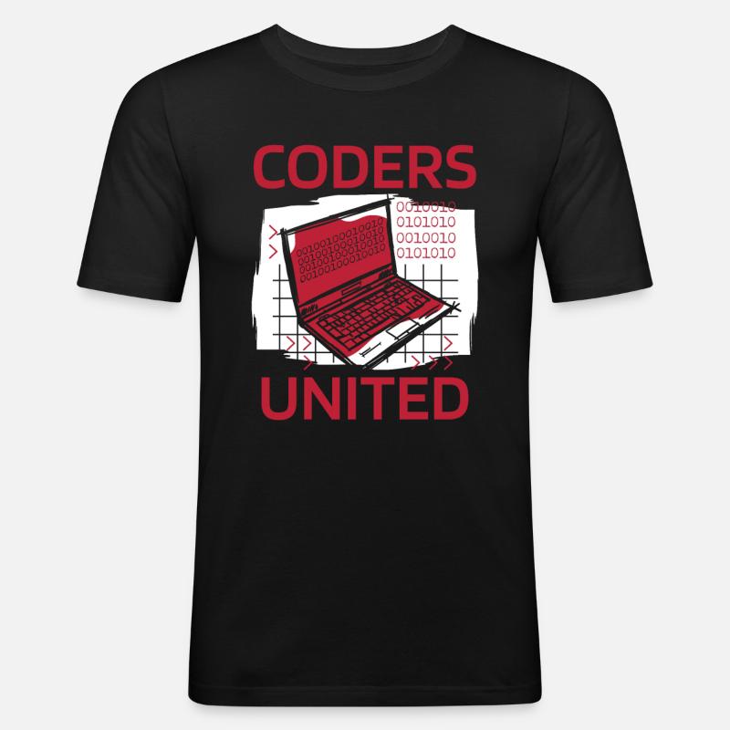 Entwickler Coder Programmierer Laptop - Männer Slim Fit T-Shirt - Schwarz