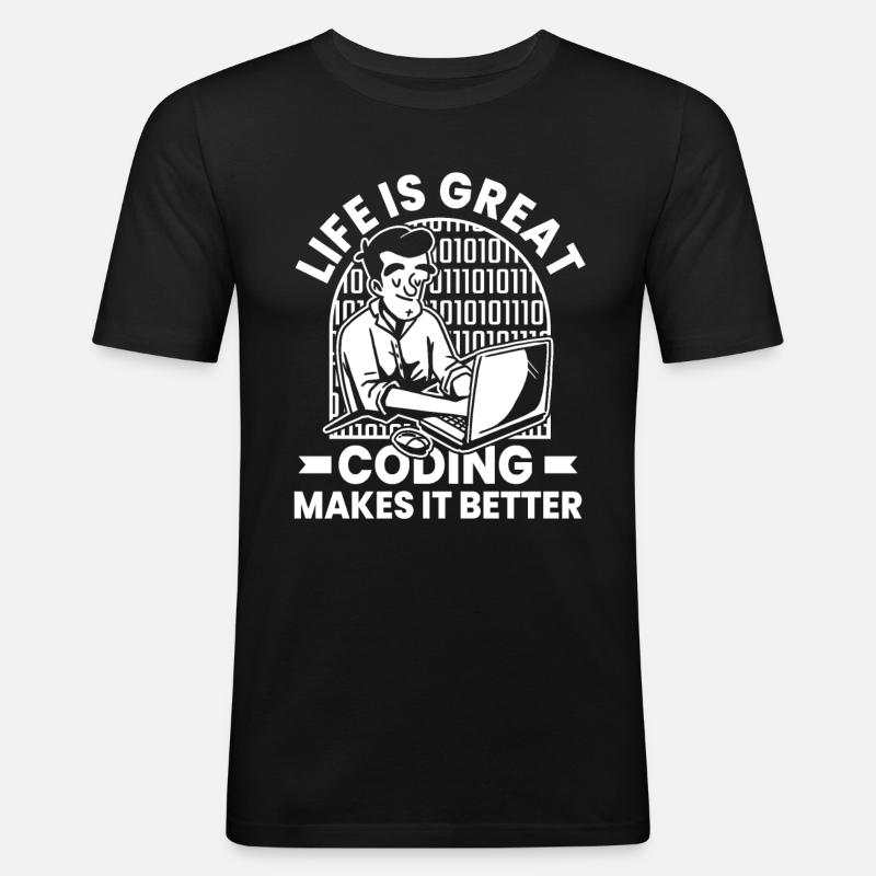 Entwickler Coder Programmierer Humor - Männer Slim Fit T-Shirt - Schwarz