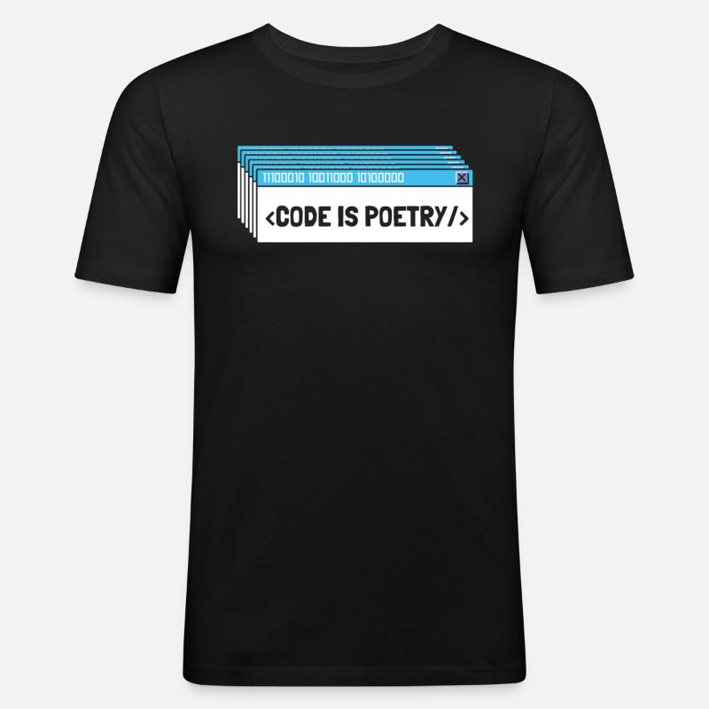 Entwickler Coder Programmierer Poesie - Männer Slim Fit T-Shirt - Schwarz