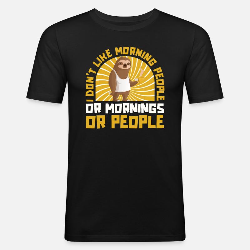 Faultier Witzig - Männer Slim Fit T-Shirt - Schwarz