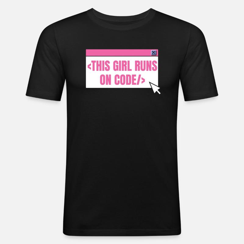 Developer Coder Programmer Girl - Men's Slim Fit T-Shirt - black