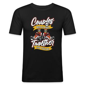 Go Kart Kartfahren Kartfahrer - Männer Slim Fit T-Shirt - Schwarz - Vorne - Nik (191cm)