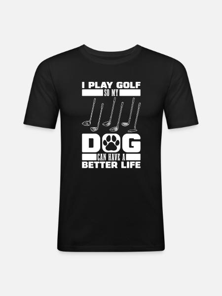 Golf Golfer Golfing Dog - Men's Slim Fit T-Shirt - black