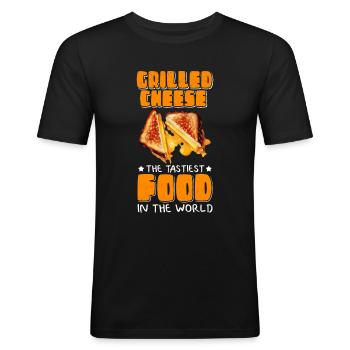 Grillkäse gegrillter Käse Käseliebhaber Geschenk - Männer Slim Fit T-Shirt - Schwarz - Vorne - Nik (191cm)