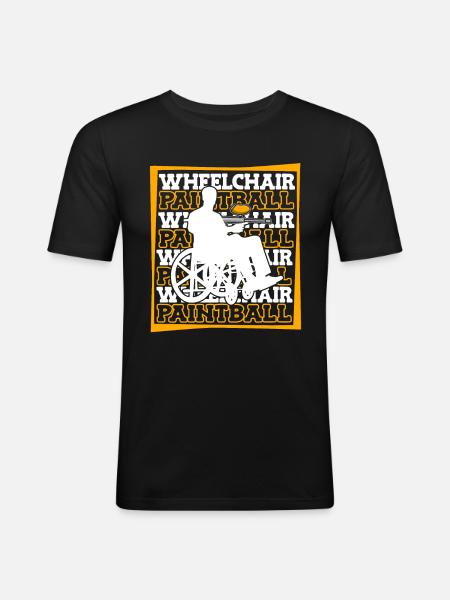 Paintball Rollstuhl - Männer Slim Fit T-Shirt - Schwarz