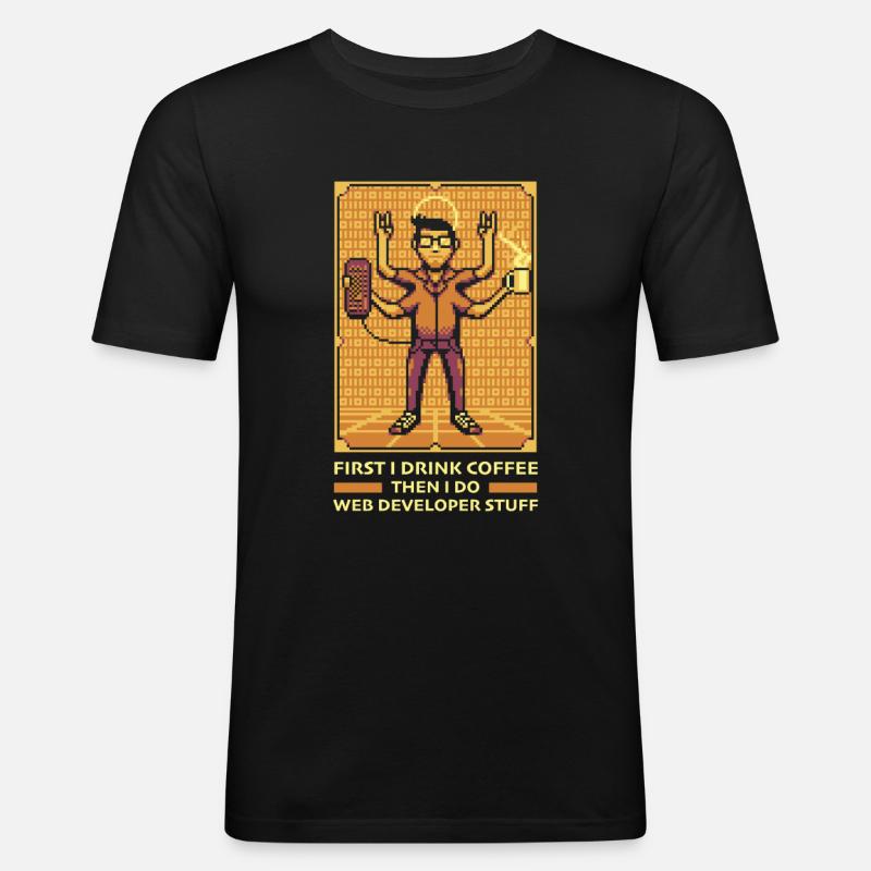 Web Entwickler Webdeveloper Kaffee - Männer Slim Fit T-Shirt - Schwarz