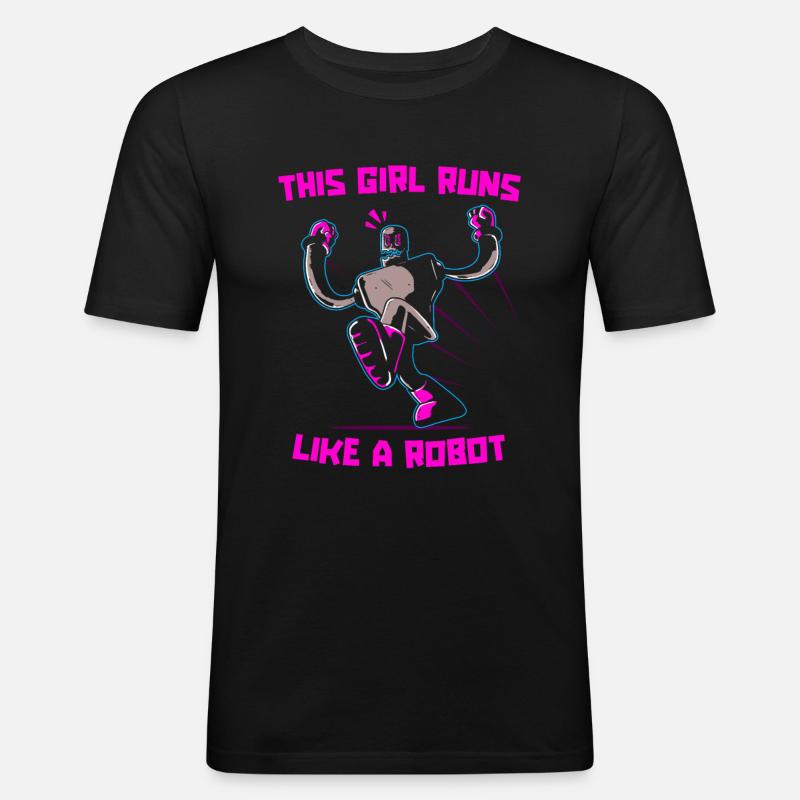 Robotik Ai Roboter Mädchen - Männer Slim Fit T-Shirt - Schwarz