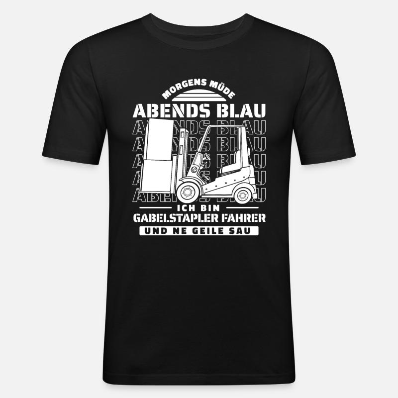 Gabelstapler Staplerfahrer - Männer Slim Fit T-Shirt - Schwarz