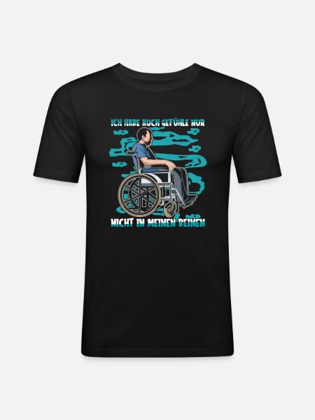 Rollstuhl Rollstuhlfahrer - Männer Slim Fit T-Shirt - Schwarz