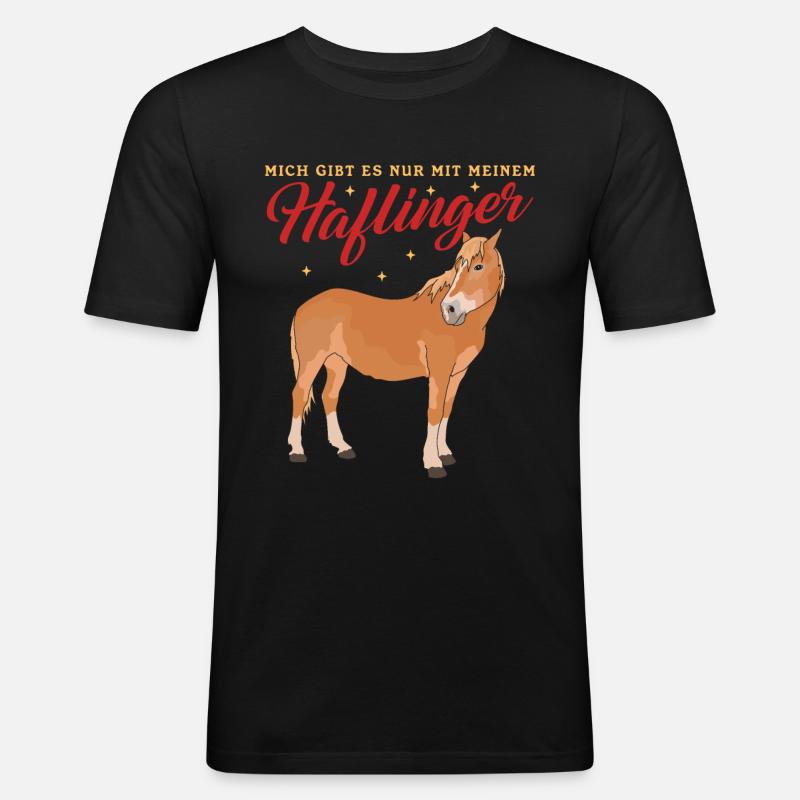 Haflinger Pferd Haffi Pferdebesitzer Geschenk - Männer Slim Fit T-Shirt - Schwarz