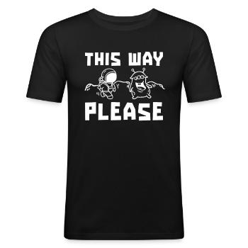 Space Space Fun Space Kolonisering - Herre Slim Fit T-Shirt - sort - Foran - Nik (191cm)