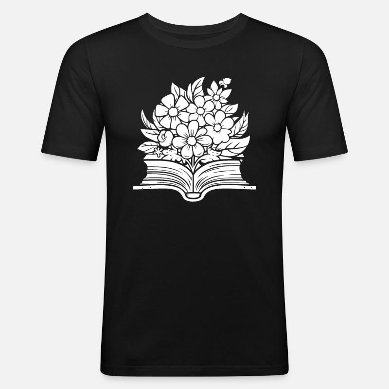 Buch Leseratte Bücherwurm - Männer Slim Fit T-Shirt - Schwarz