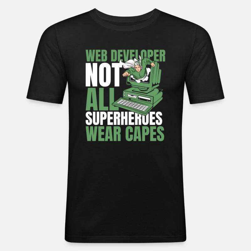 Web Entwickler Webdeveloper Superheld - Männer Slim Fit T-Shirt - Schwarz