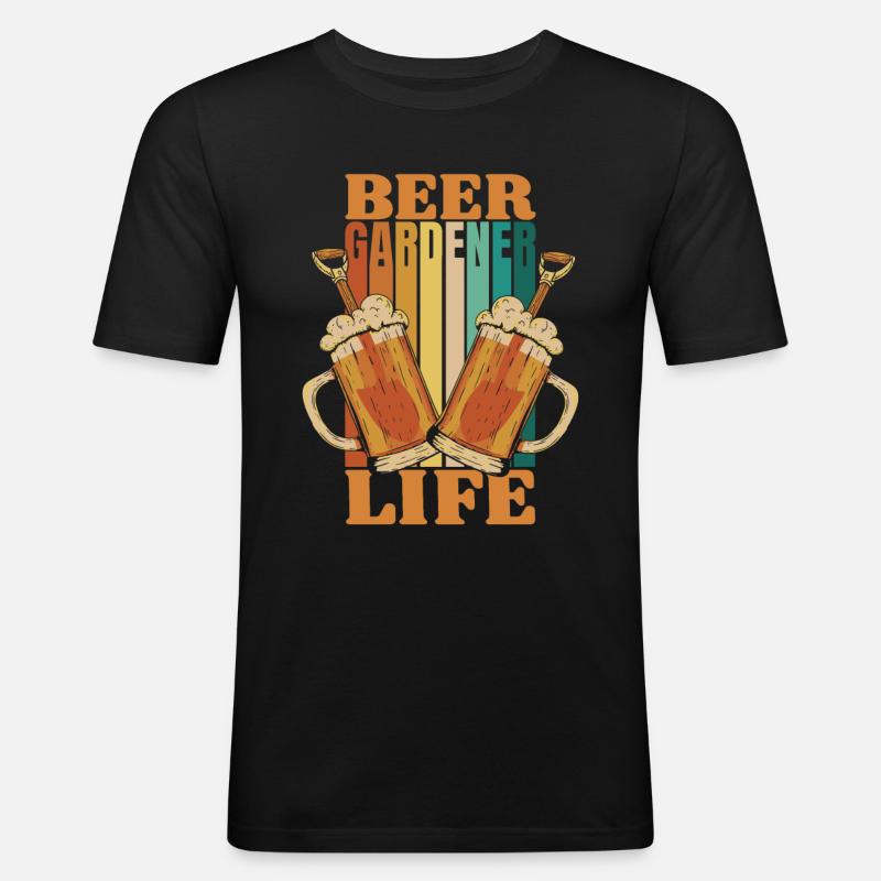 Hobbygärtner Garten Garten Bier - Männer Slim Fit T-Shirt - Schwarz