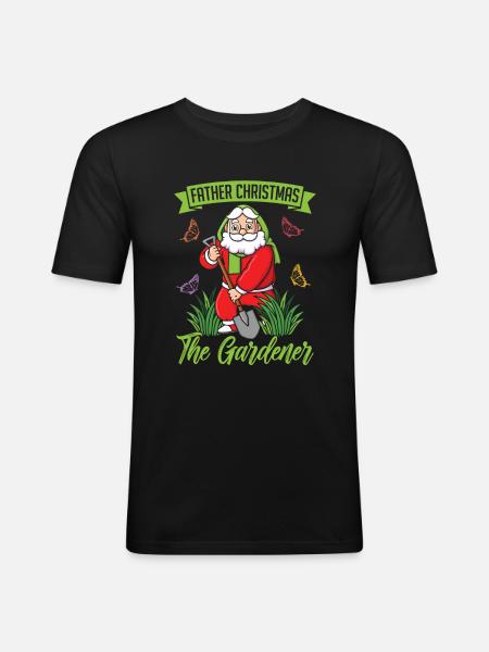 Hobbygärtner Garten Weihnachtsmann - Männer Slim Fit T-Shirt - Schwarz