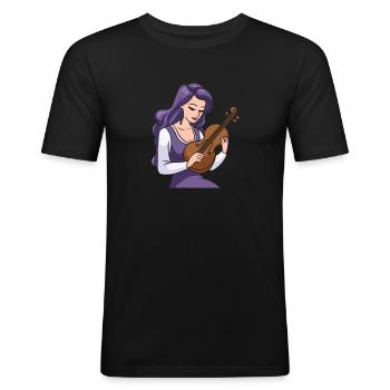 Violon Violon - T-shirt près du corps Homme - noir - Devant - Nik (191cm)