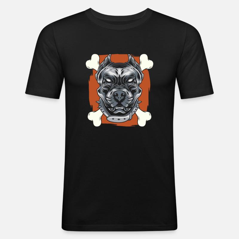 Pitbull Knochen Pitbull Verbot - Männer Slim Fit T-Shirt - Schwarz