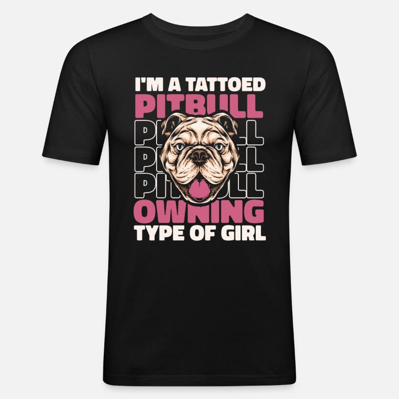 Pitbull Mädchen Pitbull Verbot - Männer Slim Fit T-Shirt - Schwarz