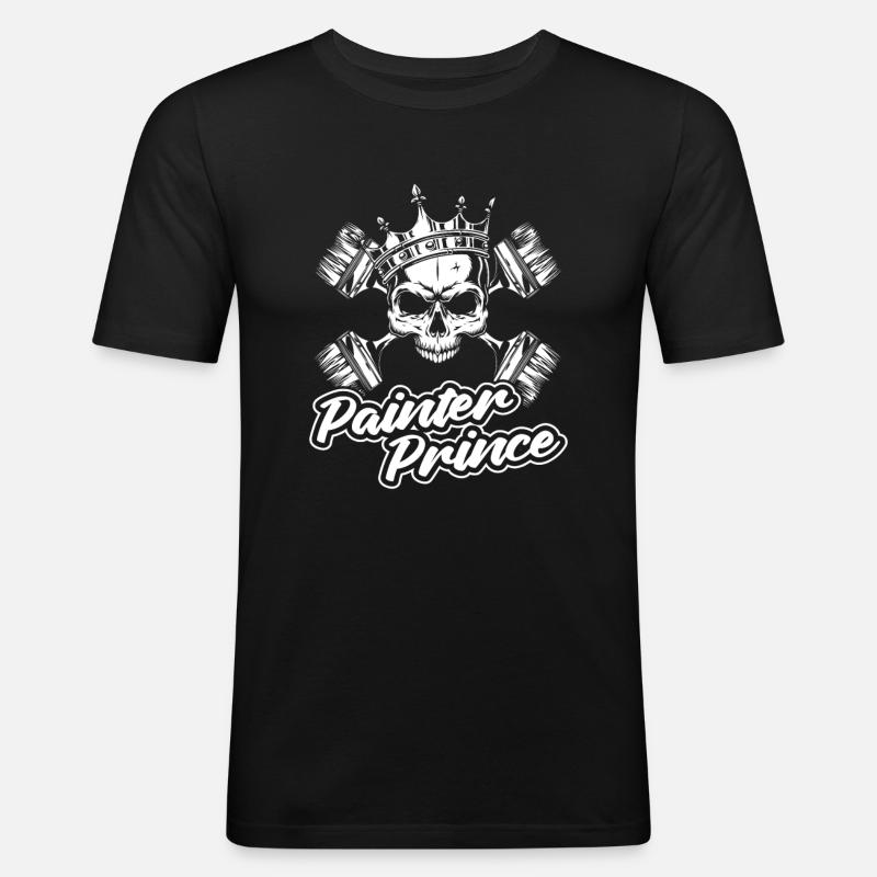 Maler Lackierer Schädel - Männer Slim Fit T-Shirt - Schwarz