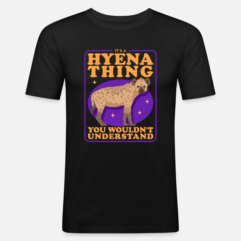 Hyäne Tüpfelhyäne Hyänen Geschenk - Männer Slim Fit T-Shirt - Schwarz