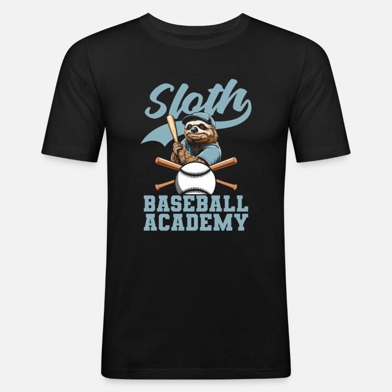 Sloth Cool Sloth Baseball - Men's Slim Fit T-Shirt - black
