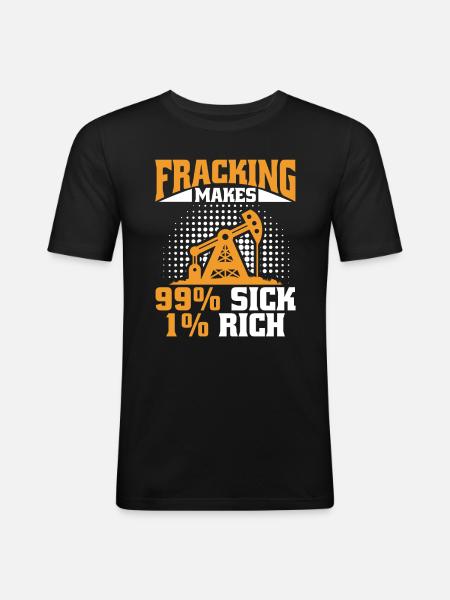 Oilfield Oil Rig Fracking - Men's Slim Fit T-Shirt - black
