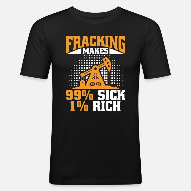 Ölfeld Bohrinsel Fracking - Männer Slim Fit T-Shirt - Schwarz