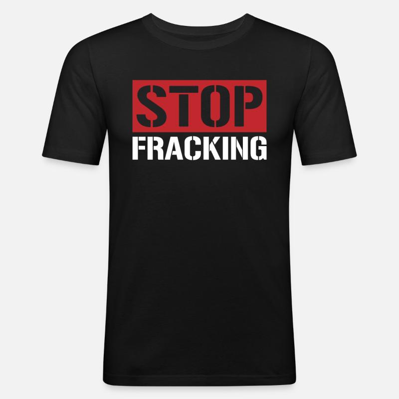 Ölfeld Bohrinsel Fracking - Männer Slim Fit T-Shirt - Schwarz