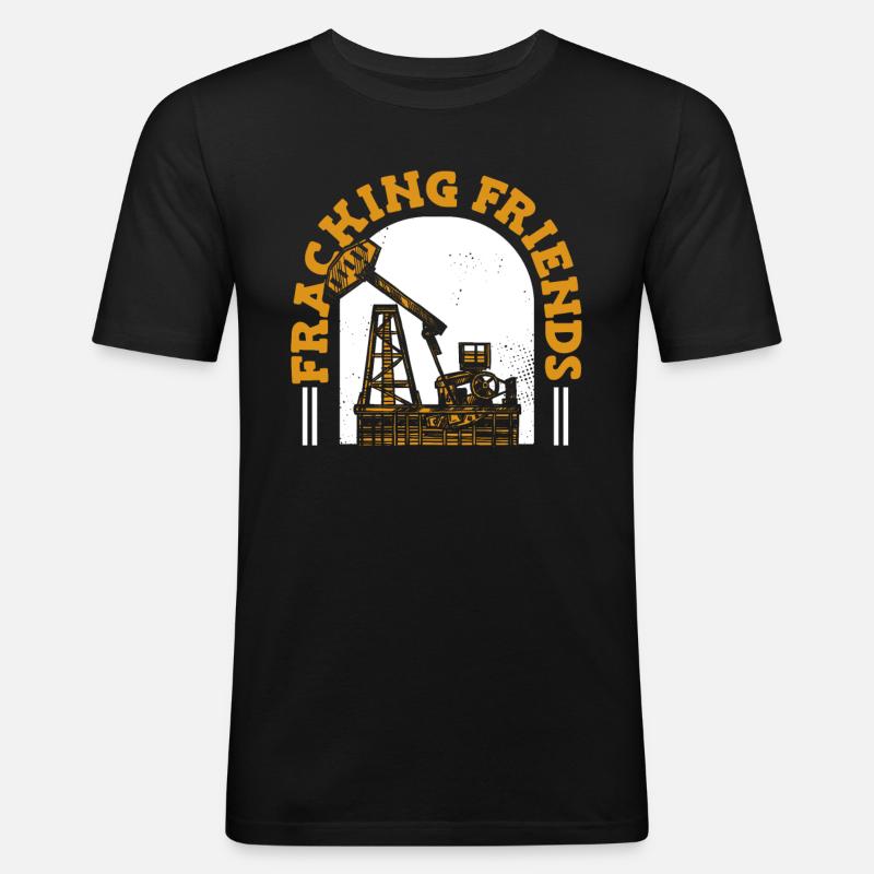 Ölfeld Bohrinsel Fracking - Männer Slim Fit T-Shirt - Schwarz