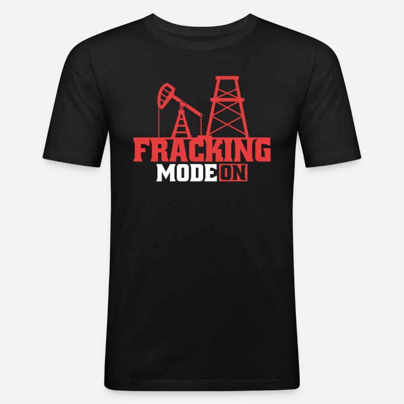 Ölfeld Bohrinsel Fracking - Männer Slim Fit T-Shirt - Schwarz