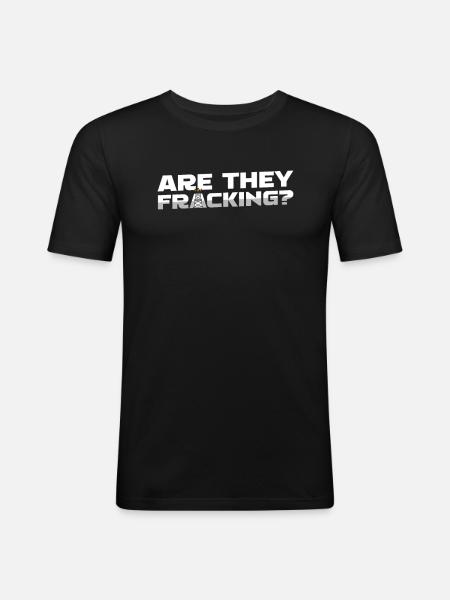 Oilfield Oil Rig Fracking - Men's Slim Fit T-Shirt - black
