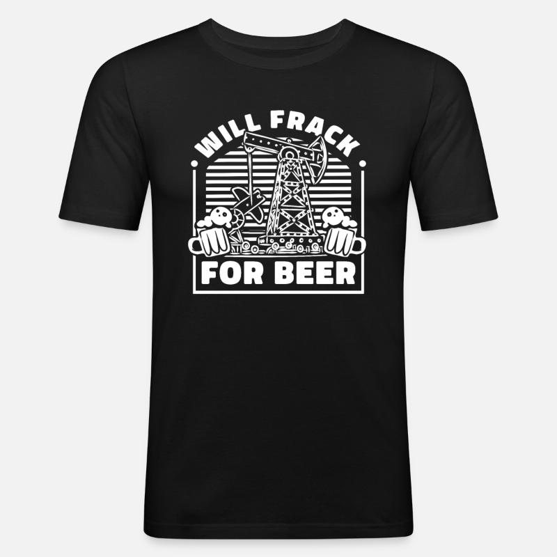 Ölfeld Bohrinsel Bier Fracking - Männer Slim Fit T-Shirt - Schwarz