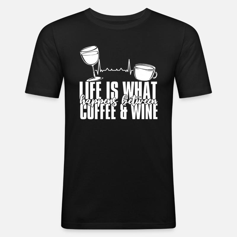 Kaffee Cafe Kaffeewein - Männer Slim Fit T-Shirt - Schwarz
