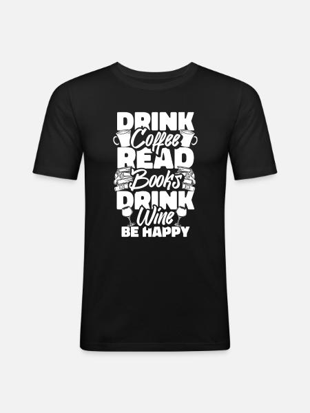 Coffee Cafe Coffee Wine - Men's Slim Fit T-Shirt - black