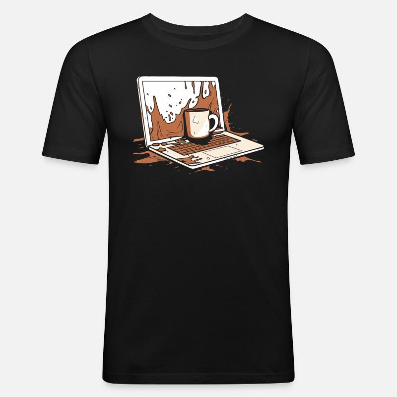 Développeur, Codeur, Programmeur, Café - T-shirt près du corps Homme - noir