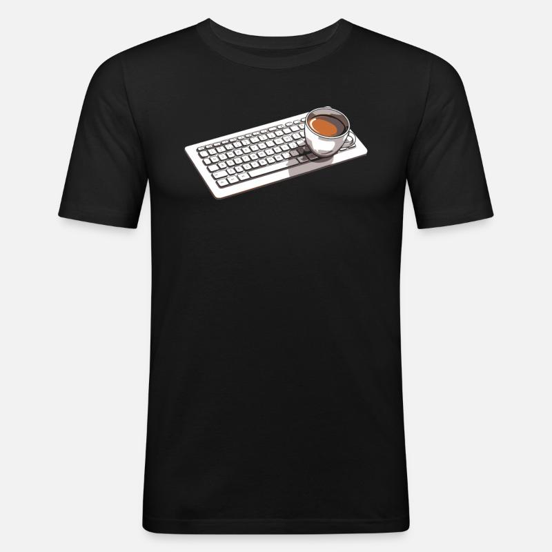 Développeur, Codeur, Programmeur, Café - T-shirt près du corps Homme - noir