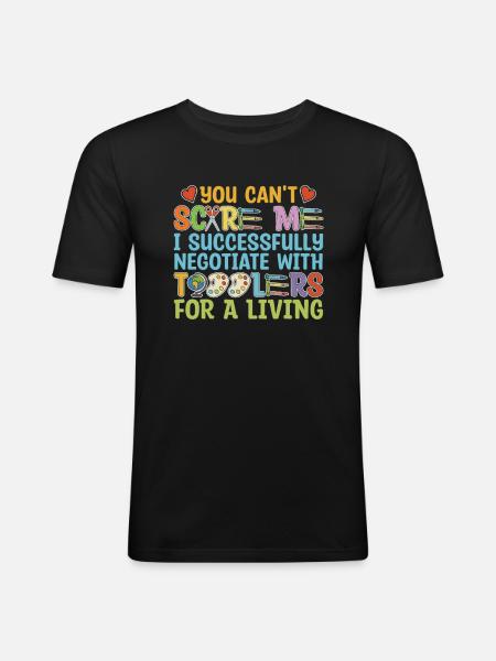 Kindergarten teacher, childminder, funny - Men's Slim Fit T-Shirt - black