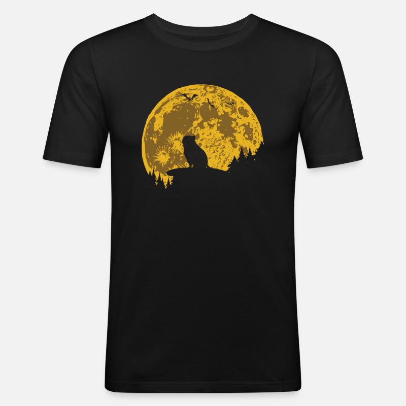 Cochon d'Inde Cochon d'Inde Lune - T-shirt près du corps Homme - noir