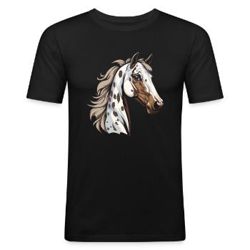 Pferd Reitsport - Männer Slim Fit T-Shirt - Schwarz - Vorne - Nik (191cm)