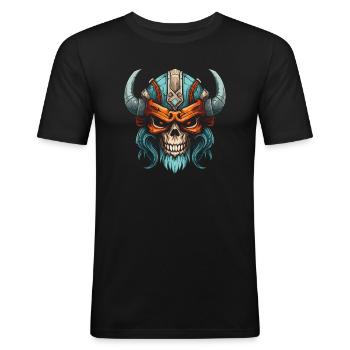 Viking Skull - Men's Slim Fit T-Shirt - black - Front - Nik (191cm)