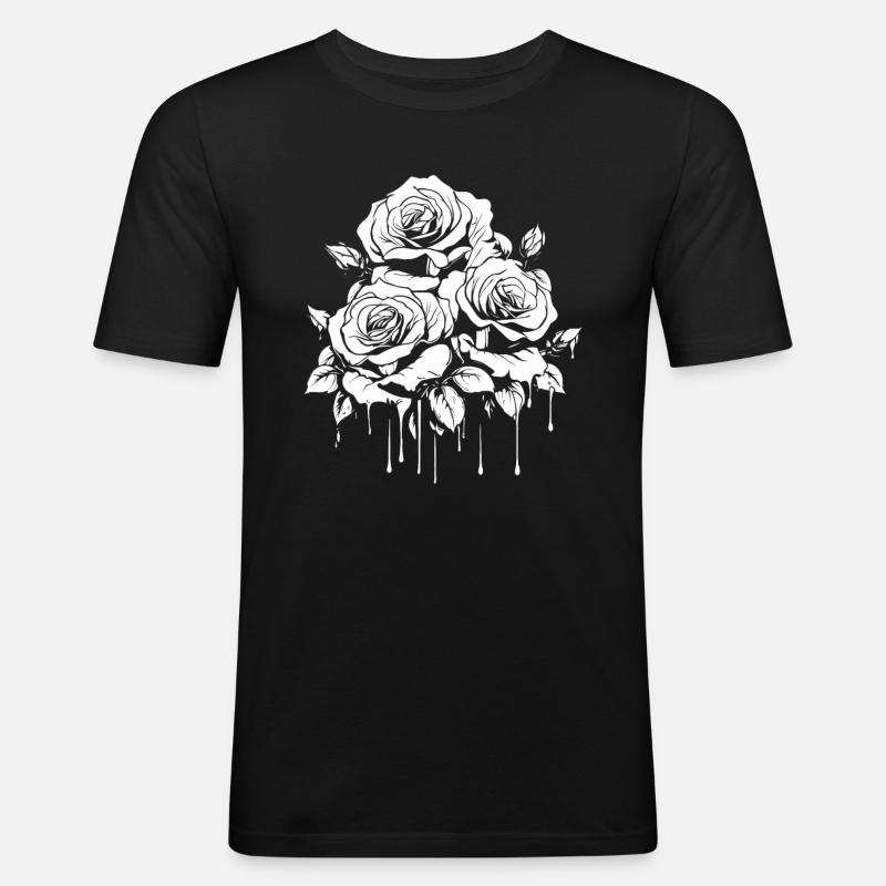 Red Rose Goth Cool - Men's Slim Fit T-Shirt - black