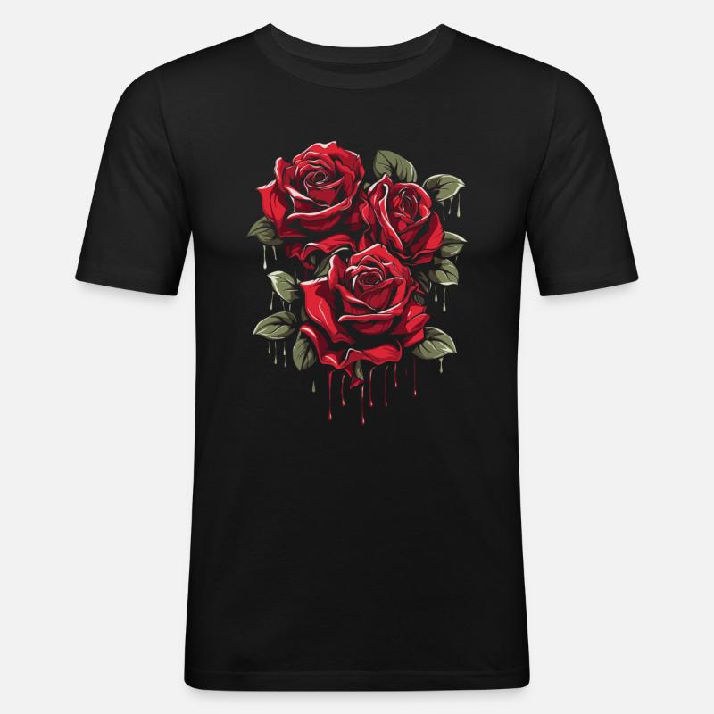 Red Rose Goth Cool - Men's Slim Fit T-Shirt - black